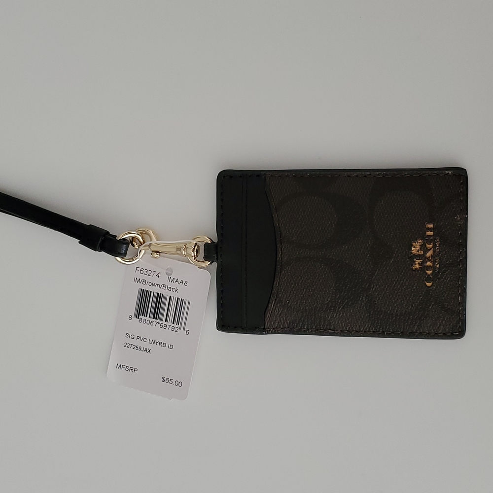 NWT Coach Lanyard in Black and Dark Brown